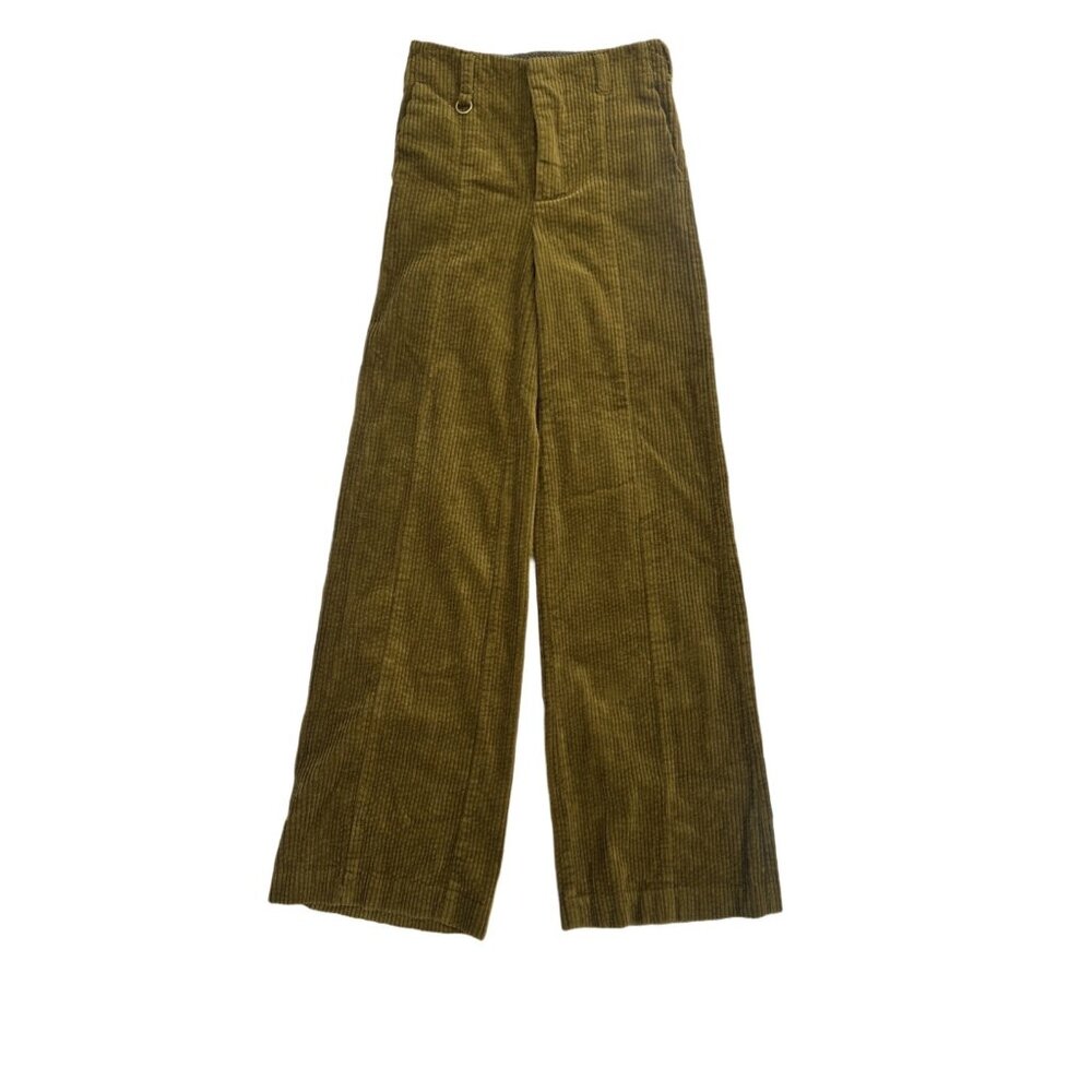 🌿 Anthropologie Olive Green High Waist Wide Leg Corduroy Pants 24 🌿